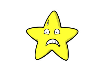 Gelbes Stern Gesicht als Emoticon schaut ängstlich
