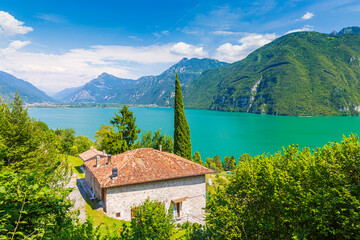 Beautiful view over lake Idro Italy in summertime.