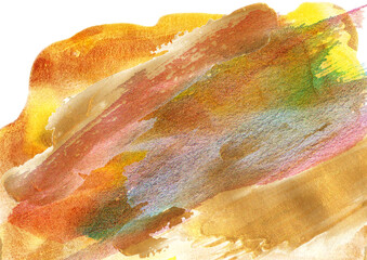 Abstract watercolor art background.  Mixture of yellow, brown, green, and gold paints. - 481829078