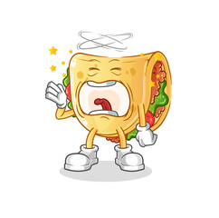 taco yawn character. cartoon mascot vector