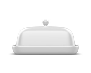 Blank Butter Keeper Container Plate With Lid Template, 3e render illustration.