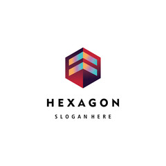 hexagon logo element illustration color design vector template building