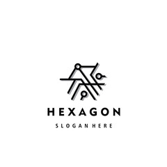 hexagon logo element illustration design vector template electric circuit