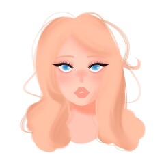 Cute girl's portrait illustration