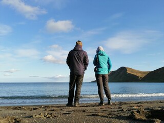 couple walking on the beach