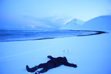 man in the snow