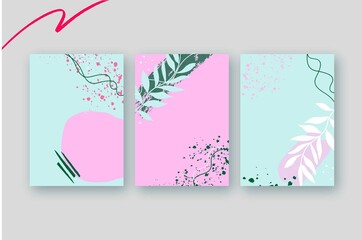 spring prints, templates, a collection of pictures of spring in one style, mint colors, pink shades, templates for instagram, floral background, spring background, delicate colors