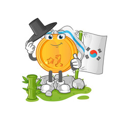 medal korean character. cartoon mascot vector