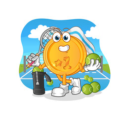 medal plays tennis illustration. character vector