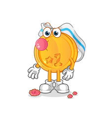 medal chewing gum vector. cartoon character