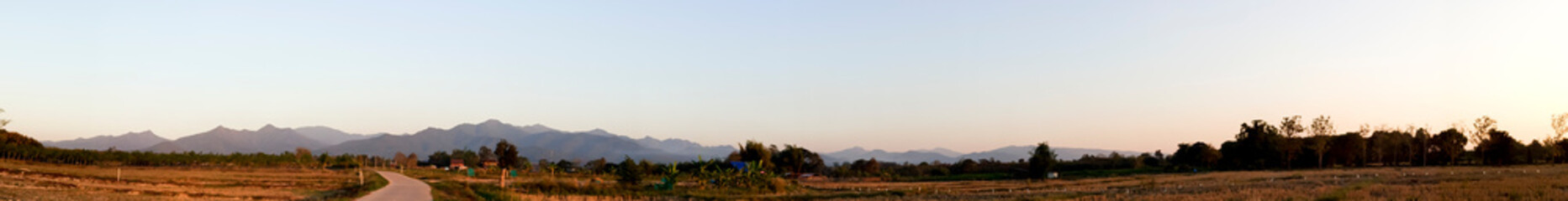 long mountain range in the countryside