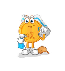 Naklejka premium medal cleaner vector. cartoon character