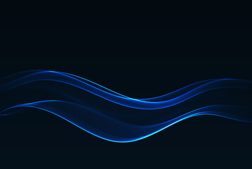 Blue glowing wave flow on black background.Abstract wave background.