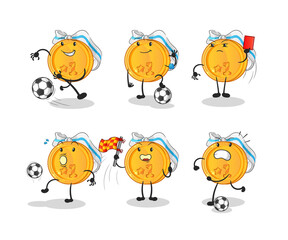 medal football group character. cartoon mascot vector