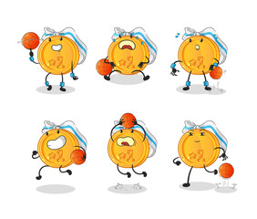 medal basketball player group character. mascot vector