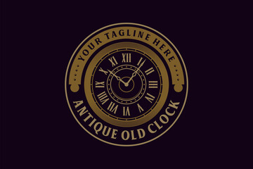 Vintage / Antique Old Clock with Steampunk style for Emblem Logo design inspiration