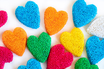 colorful heart shaped jelly candy sweets