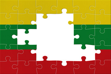 World countries. Puzzle- frame background in colors of national flag. Lithuania