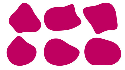 Organic Pink blobs irregular shape. Abstract fluid shapes vector set, simple water forms.