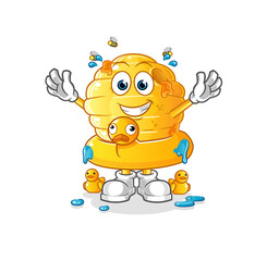 honeycomb with duck buoy cartoon. cartoon mascot vector