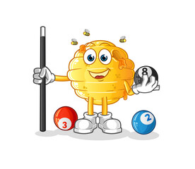 honeycomb plays billiard character. cartoon mascot vector