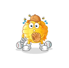honeycomb baseball Catcher cartoon. cartoon mascot vector