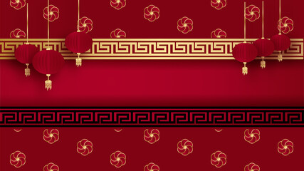 Obraz na płótnie Canvas Happy chinese new year red gold chinese design background