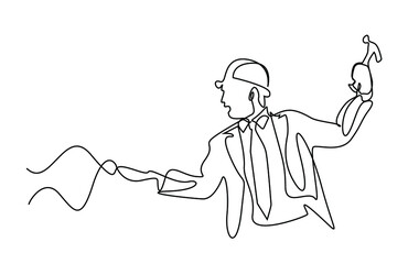 angry nervous businessman and hard hat-wearing civil engineer shouting with hammer in hand