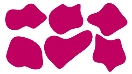 Organic Pink blobs irregular shape. Abstract fluid shapes vector set, simple water forms.