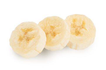 banana slice isolated on white. top view, texture.