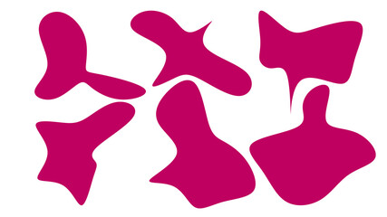 Organic Pink blobs irregular shape. Abstract fluid shapes vector set, simple water forms.