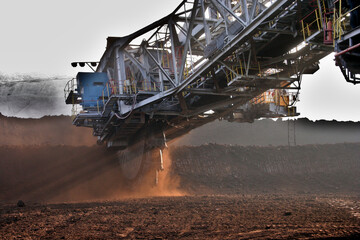 Stacking machines, coal transport, brown coal mine in Bełchatów