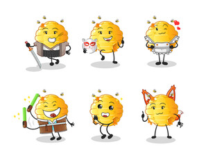 honeycomb japanese culture group character. mascot vector