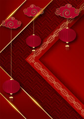 Happy chinese new year red gold chinese design background