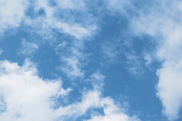 The vast sky with white clouds, beautiful nature.