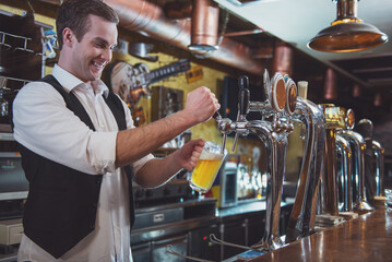 Handsome bartender working