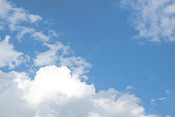 The vast sky with white clouds, beautiful nature.