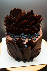 Chocolate pie with beautiful original decoration.