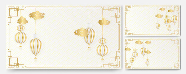 Happy chinese new year white gold chinese design background