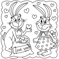 Coloring. Funny rabbit