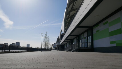 Rhein-Galerie von hinten in Ludwigshafen am Rhein, Rheinland-Pfalz, Deutschland.