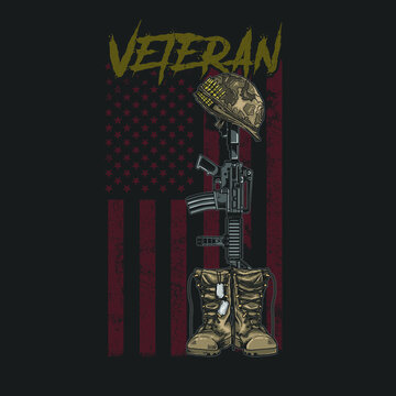 veteran army boot illustration vector