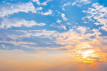 Sunset sky or evening time blue sky and white clouds.