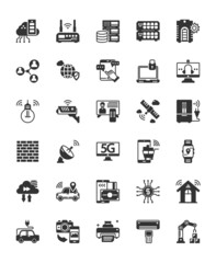 Vector 30 solid icon of internet of thing