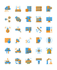 Vector 30 flat icon of internet of thing
