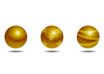 Glittery metallic ball illustration set (white background, vector, cut out)