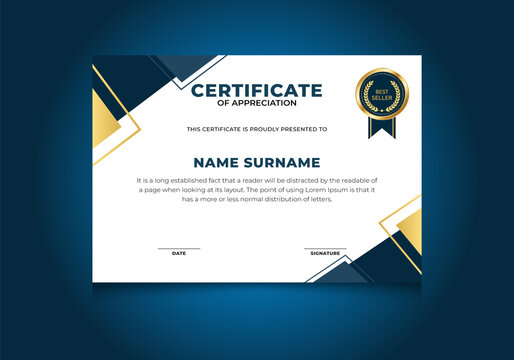 Luxury Certificate Design In Professional Style with Badge