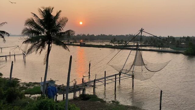 sunset on the backwater (kerala,india)