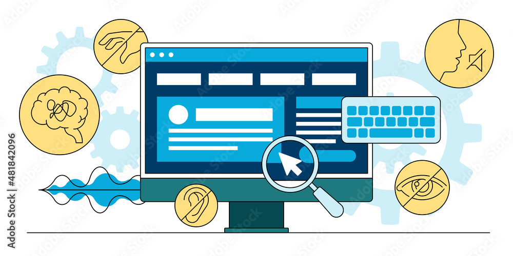 Fototapete web accessibility flat vector illustration and coded so that people with disabilities can use them
