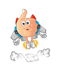 thumbs up with jetpack mascot. cartoon vector
